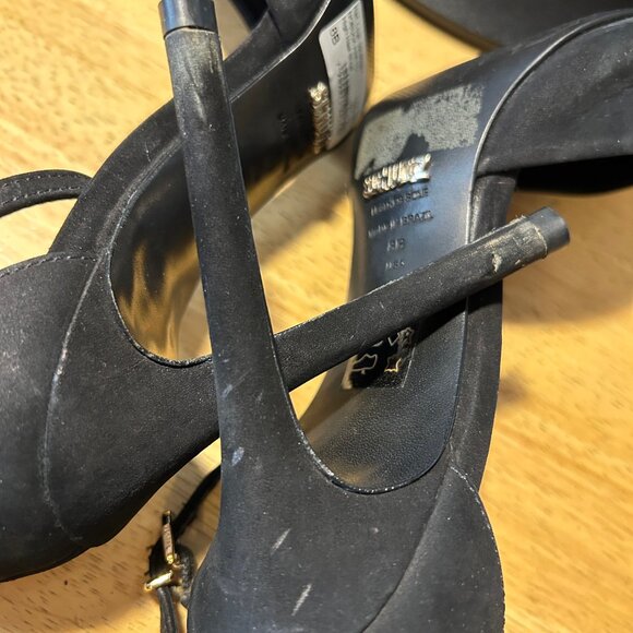 Womens Schutz Irma Black Suede Pointy Ankle Strap Stiletto Heel Pumps 8 - Picture 16 of 16